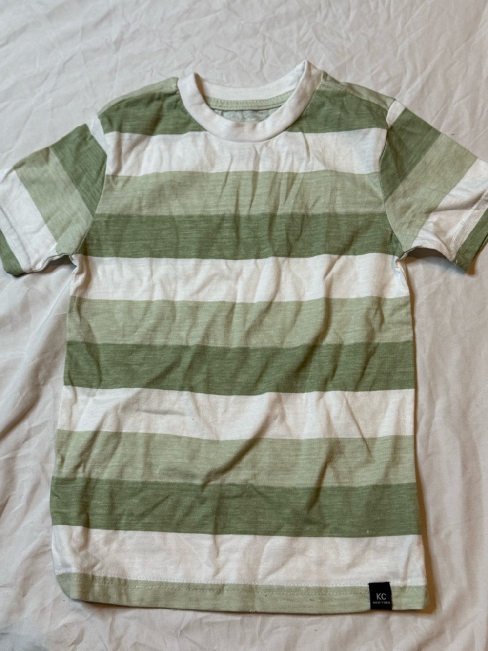 Kenneth Cole White and Light Green Striped Tee